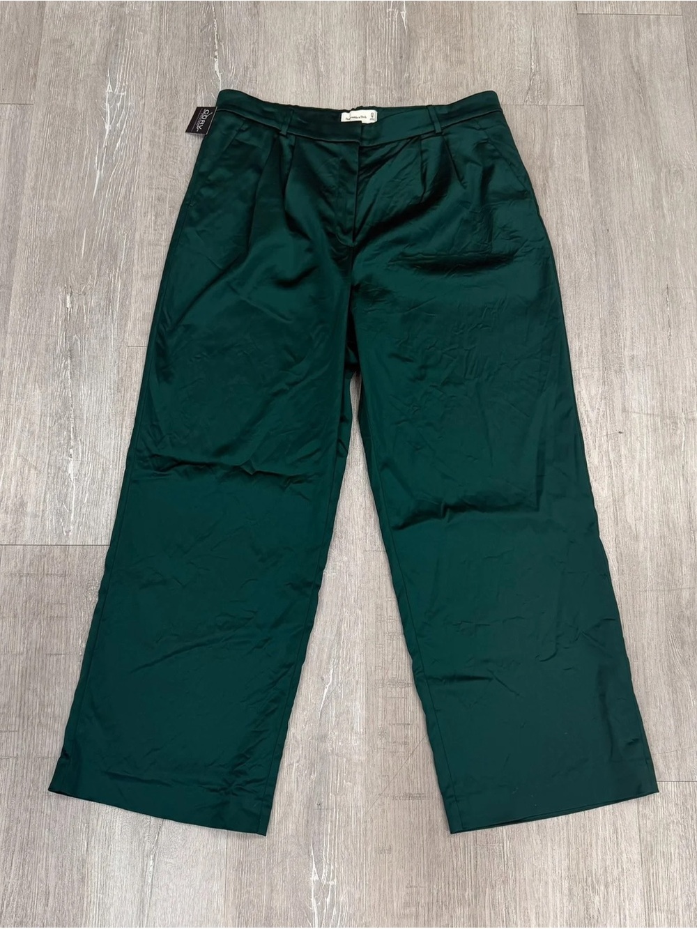 Abercrombie & Fitch Dark Green Satin Wide Leg Pants - Size 16